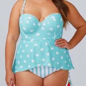 NWT Swim by Cacique 44D blue seashell tankini top